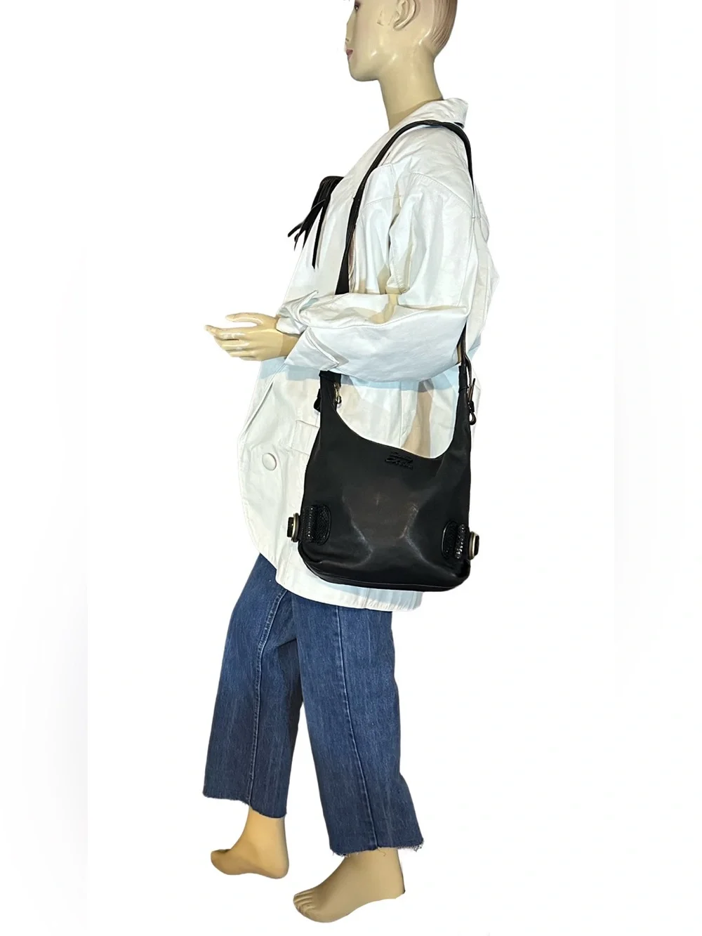 SEE BY CHLOE BLACK LEATHER SLOUCHY SHOULDER BAG